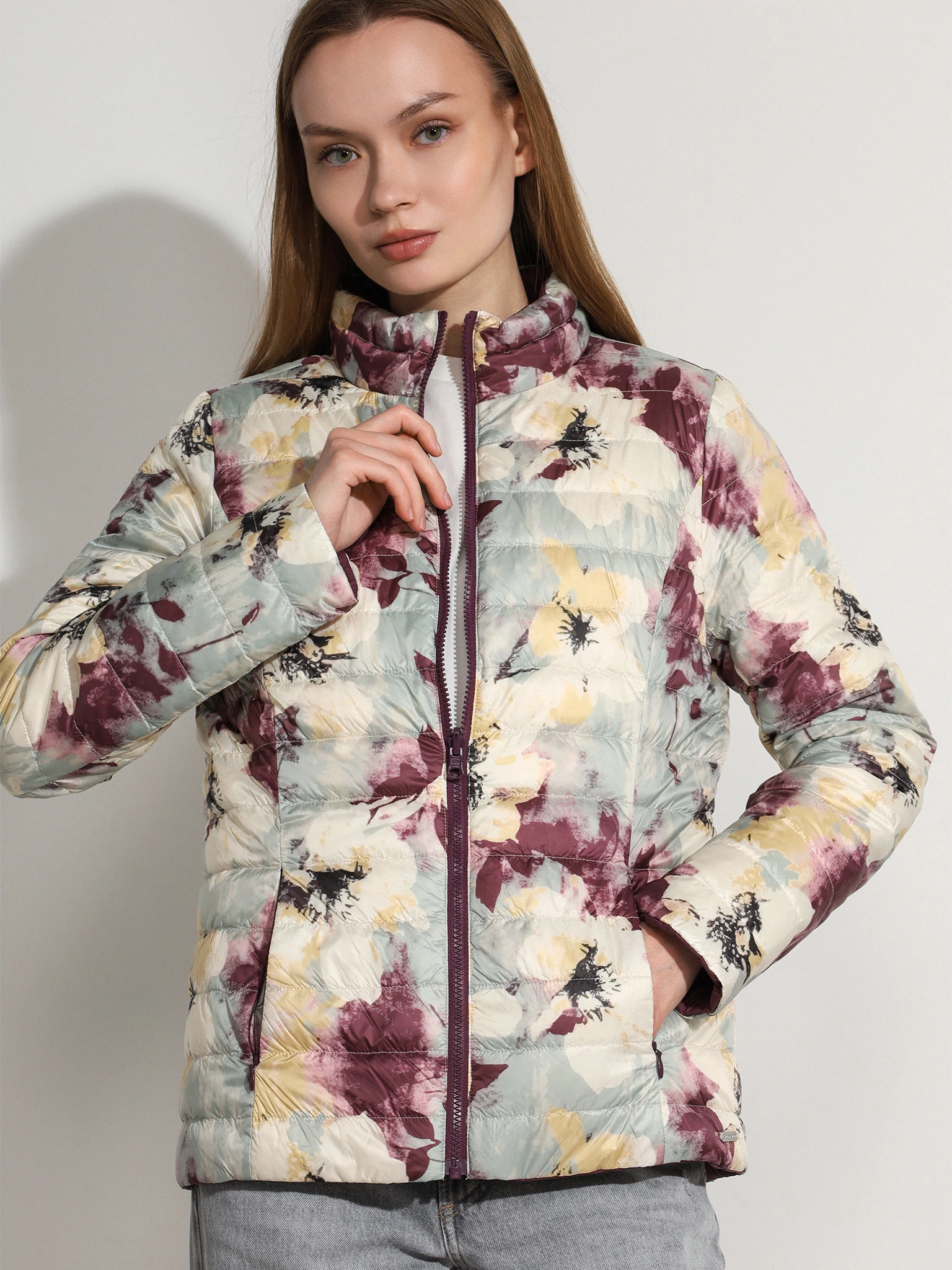 Куртка двухсторонняя фиолетового цвета с цветочным принтом